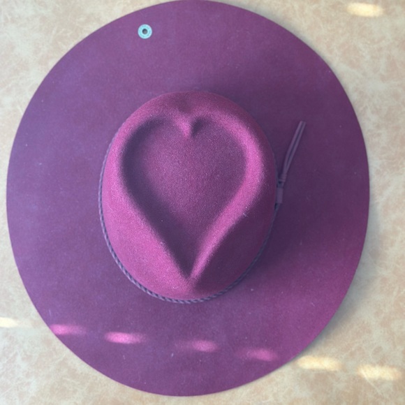 Dark Red Flat Brimmed Cowboy hat - Picture 3 of 4